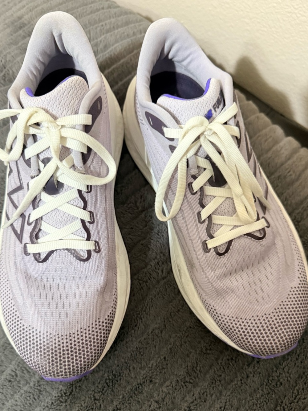 New Balance FuelCell running shoes, women’s size 8, gray, purple lightweight.